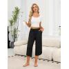 imageEkouaer Womens Pajama Pants Capri Wide Leg Lounge Pj Pants Summer Comfy Drawstring Pajama Bottoms with PocketsBlack