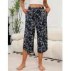 imageEkouaer Womens Pajama Pants Capri Wide Leg Lounge Pj Pants Summer Comfy Drawstring Pajama Bottoms with PocketsBlack Flower