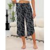 imageEkouaer Womens Pajama Pants Capri Wide Leg Lounge Pj Pants Summer Comfy Drawstring Pajama Bottoms with PocketsBlack Flower