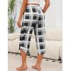 imageEkouaer Womens Pajama Pants Capri Wide Leg Lounge Pj Pants Summer Comfy Drawstring Pajama Bottoms with PocketsBlack Plaid