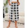 imageEkouaer Womens Pajama Pants Capri Wide Leg Lounge Pj Pants Summer Comfy Drawstring Pajama Bottoms with PocketsBlack Plaid