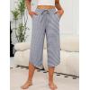 imageEkouaer Womens Pajama Pants Capri Wide Leg Lounge Pj Pants Summer Comfy Drawstring Pajama Bottoms with PocketsBlack Stripes