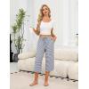 imageEkouaer Womens Pajama Pants Capri Wide Leg Lounge Pj Pants Summer Comfy Drawstring Pajama Bottoms with PocketsBlack Stripes