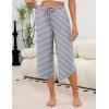 imageEkouaer Womens Pajama Pants Capri Wide Leg Lounge Pj Pants Summer Comfy Drawstring Pajama Bottoms with PocketsBlack Stripes