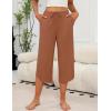 imageEkouaer Womens Pajama Pants Capri Wide Leg Lounge Pj Pants Summer Comfy Drawstring Pajama Bottoms with PocketsBrick Red