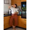 imageEkouaer Womens Pajama Pants Capri Wide Leg Lounge Pj Pants Summer Comfy Drawstring Pajama Bottoms with PocketsBrick Red