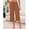 imageEkouaer Womens Pajama Pants Capri Wide Leg Lounge Pj Pants Summer Comfy Drawstring Pajama Bottoms with PocketsBrick Red