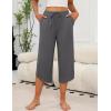 imageEkouaer Womens Pajama Pants Capri Wide Leg Lounge Pj Pants Summer Comfy Drawstring Pajama Bottoms with PocketsDark Gray