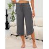 imageEkouaer Womens Pajama Pants Capri Wide Leg Lounge Pj Pants Summer Comfy Drawstring Pajama Bottoms with PocketsDark Gray
