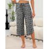 imageEkouaer Womens Pajama Pants Capri Wide Leg Lounge Pj Pants Summer Comfy Drawstring Pajama Bottoms with PocketsFlower