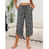imageEkouaer Womens Pajama Pants Capri Wide Leg Lounge Pj Pants Summer Comfy Drawstring Pajama Bottoms with PocketsFlower