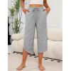 imageEkouaer Womens Pajama Pants Capri Wide Leg Lounge Pj Pants Summer Comfy Drawstring Pajama Bottoms with PocketsGrey Stripes