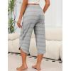 imageEkouaer Womens Pajama Pants Capri Wide Leg Lounge Pj Pants Summer Comfy Drawstring Pajama Bottoms with PocketsGrey Stripes