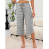 imageEkouaer Womens Pajama Pants Capri Wide Leg Lounge Pj Pants Summer Comfy Drawstring Pajama Bottoms with PocketsGrey Stripes