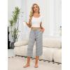 imageEkouaer Womens Pajama Pants Capri Wide Leg Lounge Pj Pants Summer Comfy Drawstring Pajama Bottoms with PocketsGrey Stripes
