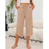 imageEkouaer Womens Pajama Pants Capri Wide Leg Lounge Pj Pants Summer Comfy Drawstring Pajama Bottoms with PocketsKhaki