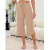 imageEkouaer Womens Pajama Pants Capri Wide Leg Lounge Pj Pants Summer Comfy Drawstring Pajama Bottoms with PocketsKhaki