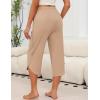 imageEkouaer Womens Pajama Pants Capri Wide Leg Lounge Pj Pants Summer Comfy Drawstring Pajama Bottoms with PocketsKhaki