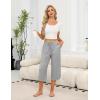 imageEkouaer Womens Pajama Pants Capri Wide Leg Lounge Pj Pants Summer Comfy Drawstring Pajama Bottoms with PocketsLight Gray