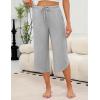imageEkouaer Womens Pajama Pants Capri Wide Leg Lounge Pj Pants Summer Comfy Drawstring Pajama Bottoms with PocketsLight Gray
