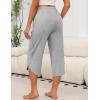 imageEkouaer Womens Pajama Pants Capri Wide Leg Lounge Pj Pants Summer Comfy Drawstring Pajama Bottoms with PocketsLight Gray