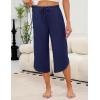 imageEkouaer Womens Pajama Pants Capri Wide Leg Lounge Pj Pants Summer Comfy Drawstring Pajama Bottoms with PocketsNavy