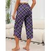 imageEkouaer Womens Pajama Pants Capri Wide Leg Lounge Pj Pants Summer Comfy Drawstring Pajama Bottoms with PocketsPurple Plaid