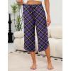 imageEkouaer Womens Pajama Pants Capri Wide Leg Lounge Pj Pants Summer Comfy Drawstring Pajama Bottoms with PocketsPurple Plaid