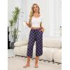 imageEkouaer Womens Pajama Pants Capri Wide Leg Lounge Pj Pants Summer Comfy Drawstring Pajama Bottoms with PocketsPurple Plaid