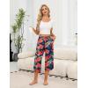 imageEkouaer Womens Pajama Pants Capri Wide Leg Lounge Pj Pants Summer Comfy Drawstring Pajama Bottoms with PocketsRed Flower
