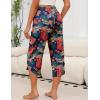 imageEkouaer Womens Pajama Pants Capri Wide Leg Lounge Pj Pants Summer Comfy Drawstring Pajama Bottoms with PocketsRed Flower