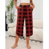 imageEkouaer Womens Pajama Pants Capri Wide Leg Lounge Pj Pants Summer Comfy Drawstring Pajama Bottoms with PocketsRed Plaid