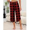 imageEkouaer Womens Pajama Pants Capri Wide Leg Lounge Pj Pants Summer Comfy Drawstring Pajama Bottoms with PocketsRed Plaid