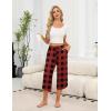 imageEkouaer Womens Pajama Pants Capri Wide Leg Lounge Pj Pants Summer Comfy Drawstring Pajama Bottoms with PocketsRed Plaid