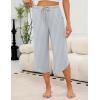 imageEkouaer Womens Pajama Pants Capri Wide Leg Lounge Pj Pants Summer Comfy Drawstring Pajama Bottoms with PocketsWhite Stripes