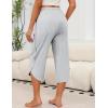 imageEkouaer Womens Pajama Pants Capri Wide Leg Lounge Pj Pants Summer Comfy Drawstring Pajama Bottoms with PocketsWhite Stripes