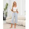 imageEkouaer Womens Pajama Pants Capri Wide Leg Lounge Pj Pants Summer Comfy Drawstring Pajama Bottoms with PocketsWhite Stripes