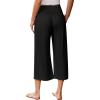 imageEkouaer Womens Pajama Pants Wide Leg Capri Yoga Pants Lounge Comfy Sleep Pj Bottoms with PocketsBlack