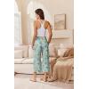 imageEkouaer Womens Pajama Pants Wide Leg Capri Yoga Pants Lounge Comfy Sleep Pj Bottoms with PocketsBlack Flowers  Blue Flowers