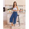 imageEkouaer Womens Pajama Pants Wide Leg Capri Yoga Pants Lounge Comfy Sleep Pj Bottoms with PocketsBlue