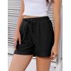 imageEkouaer Womens Pajama Shorts Textured Casual Lounge Short Elastic Waist Pj Shorts Sweatsuits with Pockets 2025Black