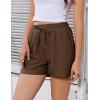 imageEkouaer Womens Pajama Shorts Textured Casual Lounge Short Elastic Waist Pj Shorts Sweatsuits with Pockets 2025Brown