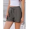 imageEkouaer Womens Pajama Shorts Textured Casual Lounge Short Elastic Waist Pj Shorts Sweatsuits with Pockets 2025Dark Grey