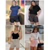 imageEkouaer Womens Pajama Shorts Textured Casual Lounge Short Elastic Waist Pj Shorts Sweatsuits with Pockets 2025Green
