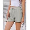 imageEkouaer Womens Pajama Shorts Textured Casual Lounge Short Elastic Waist Pj Shorts Sweatsuits with Pockets 2025Light Grey