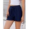 imageEkouaer Womens Pajama Shorts Textured Casual Lounge Short Elastic Waist Pj Shorts Sweatsuits with Pockets 2025Navy Blue