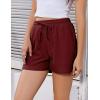 imageEkouaer Womens Pajama Shorts Textured Casual Lounge Short Elastic Waist Pj Shorts Sweatsuits with Pockets 2025Wine Red