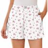 imageEkouaer Womens Boxer Shorts Casual Lounge Pajama Shorts Summer Sleep Pants Y2K Beach Bottoms with PocketsWhite Pink Flower