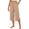 imageEkouaer Womens Pajama Pants Capri Wide Leg Lounge Pj Pants Summer Comfy Drawstring Pajama Bottoms with PocketsKhaki