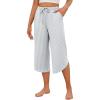 imageEkouaer Womens Pajama Pants Capri Wide Leg Lounge Pj Pants Summer Comfy Drawstring Pajama Bottoms with PocketsWhite Stripes